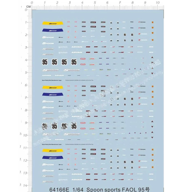 Model Kit Water Decal - 1/64 Lepel Sport Faol 95 Model