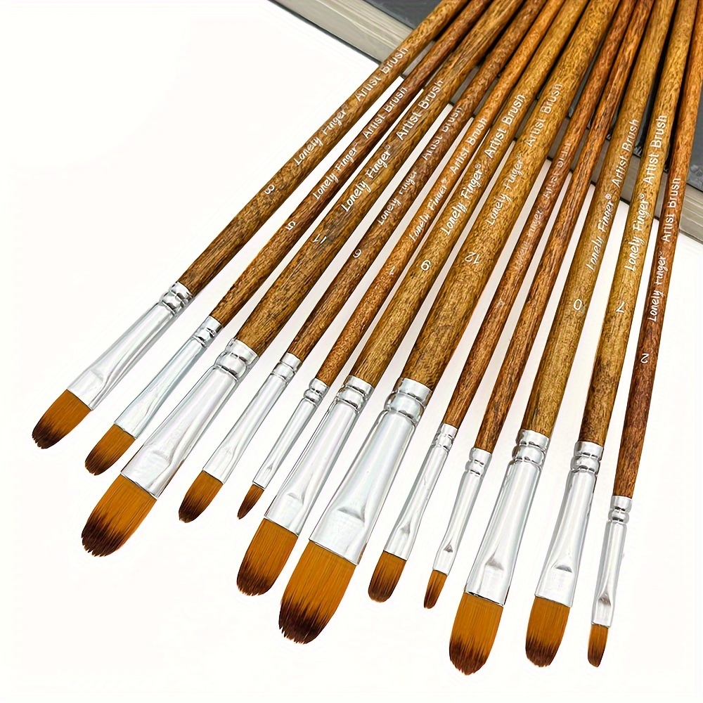 Model Kit Acrylic Paint - 12-delige professionele kunstenaar hazelnoot kwastenset -