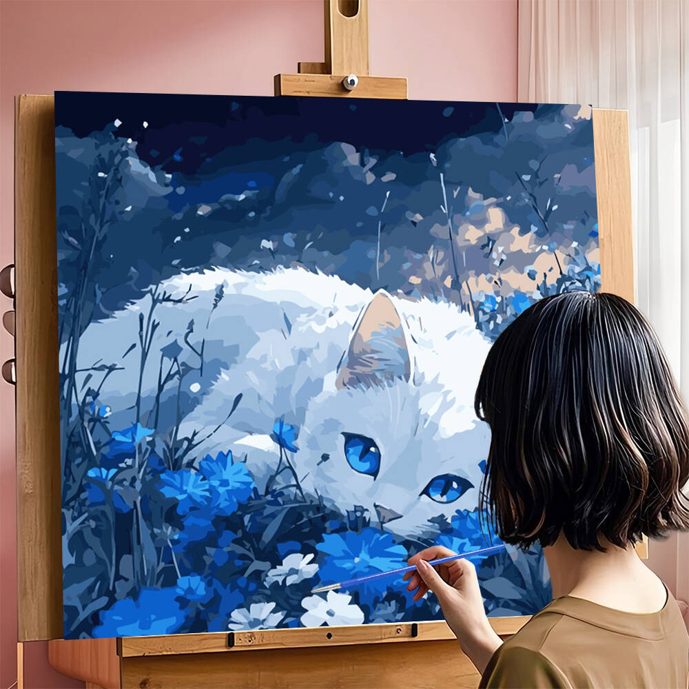 DIY schilderij van nummers kat - Model Kit Acrylic Paint recensie en prijs
